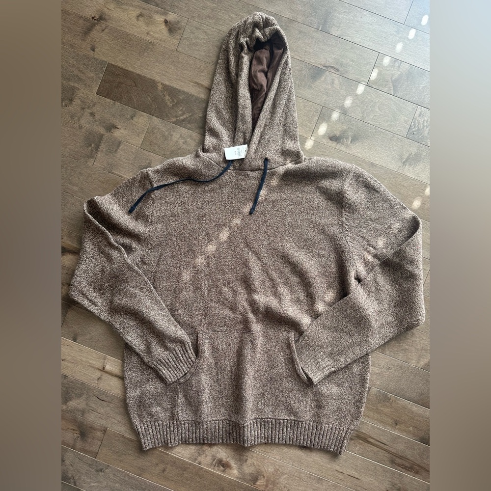 NWT GAP Men's Brown Hooded knit Sweater - size XL
